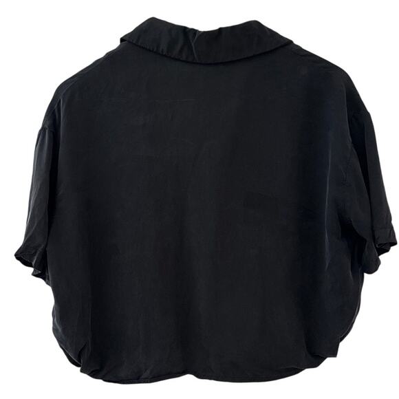 Misericordia Short Sleeve Button Front Cropped Top Black Size Small - Picture 2 of 9